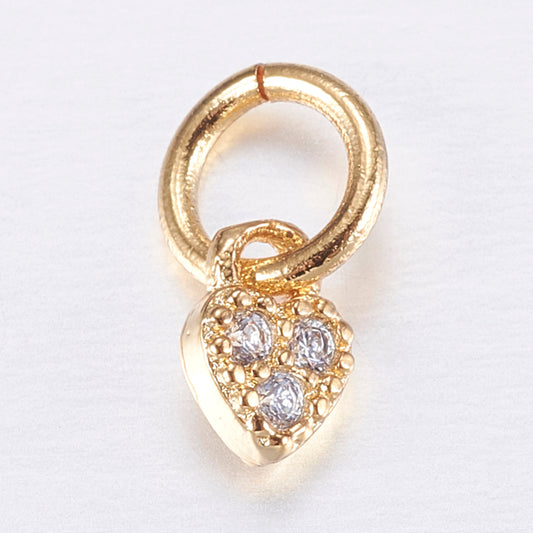 Tiny Heart Lock Heart Charm (brass & zircon)