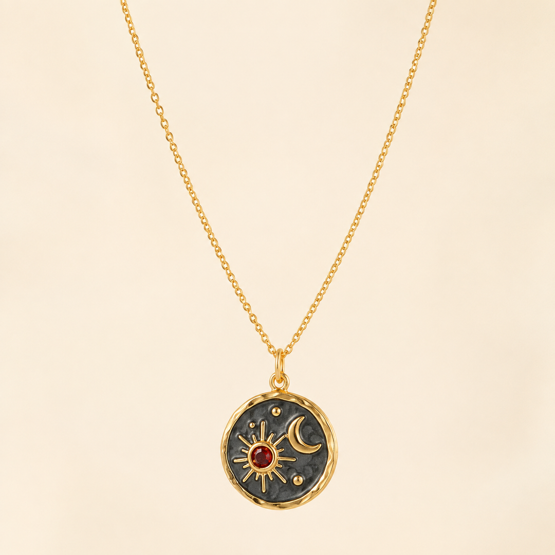 Enamel Moon Pendant Necklace