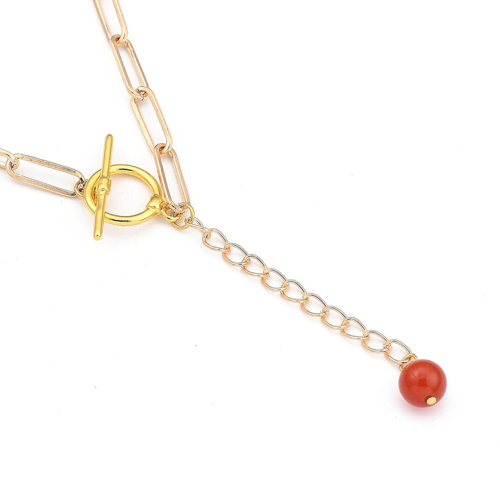 Carnelian Paperclip Lariat Necklace
