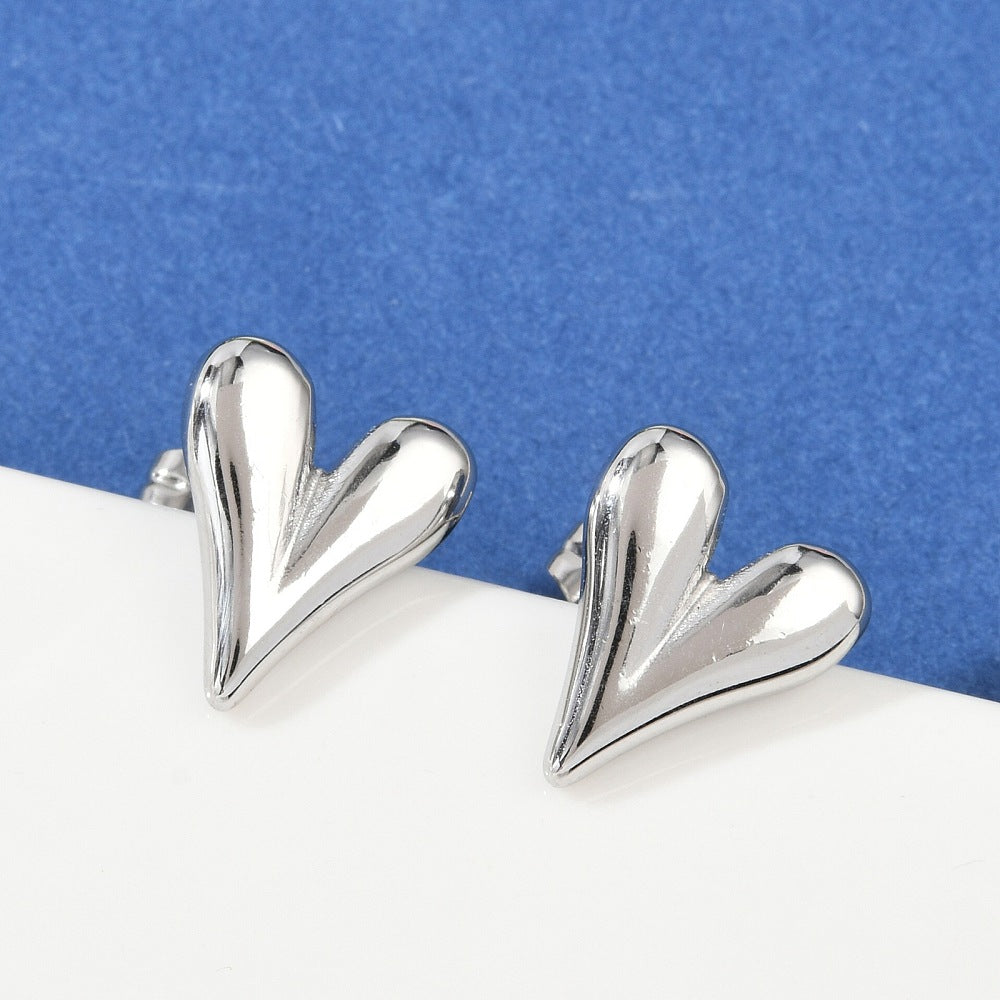 Silver Heart Stud Earrings