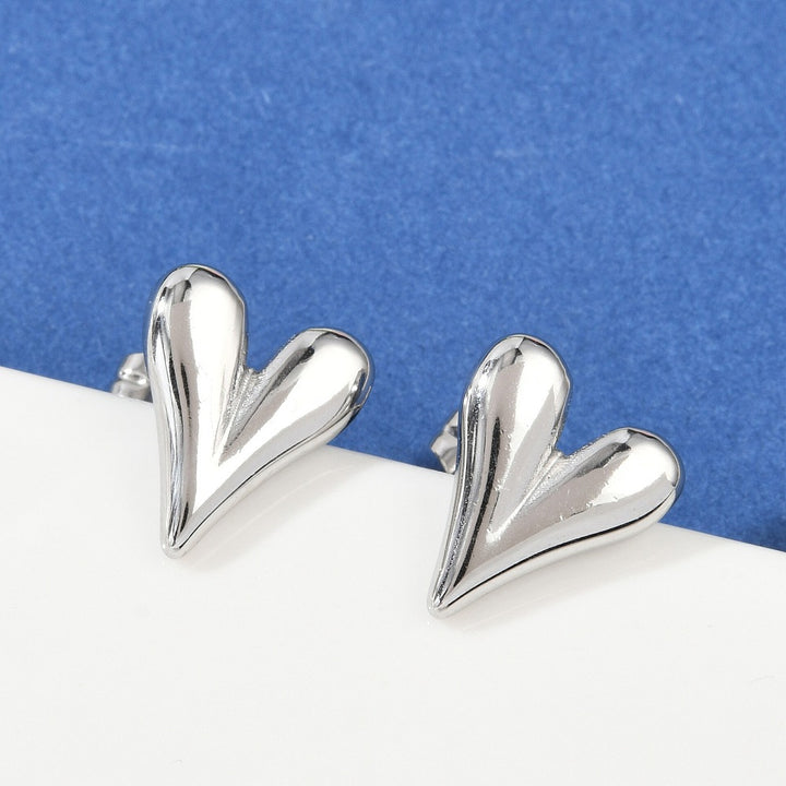 Silver Heart Stud Earrings