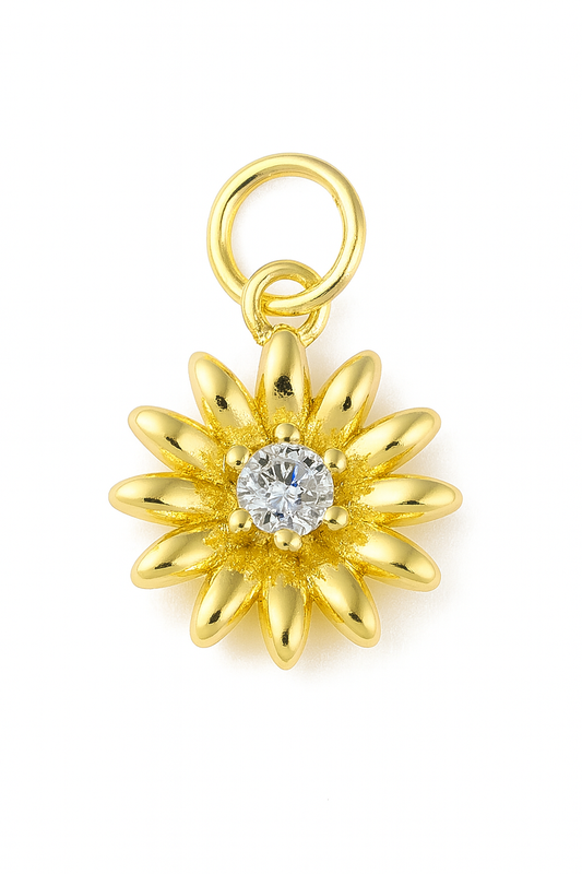 Glass Flower Charm – 18K Gold Plated