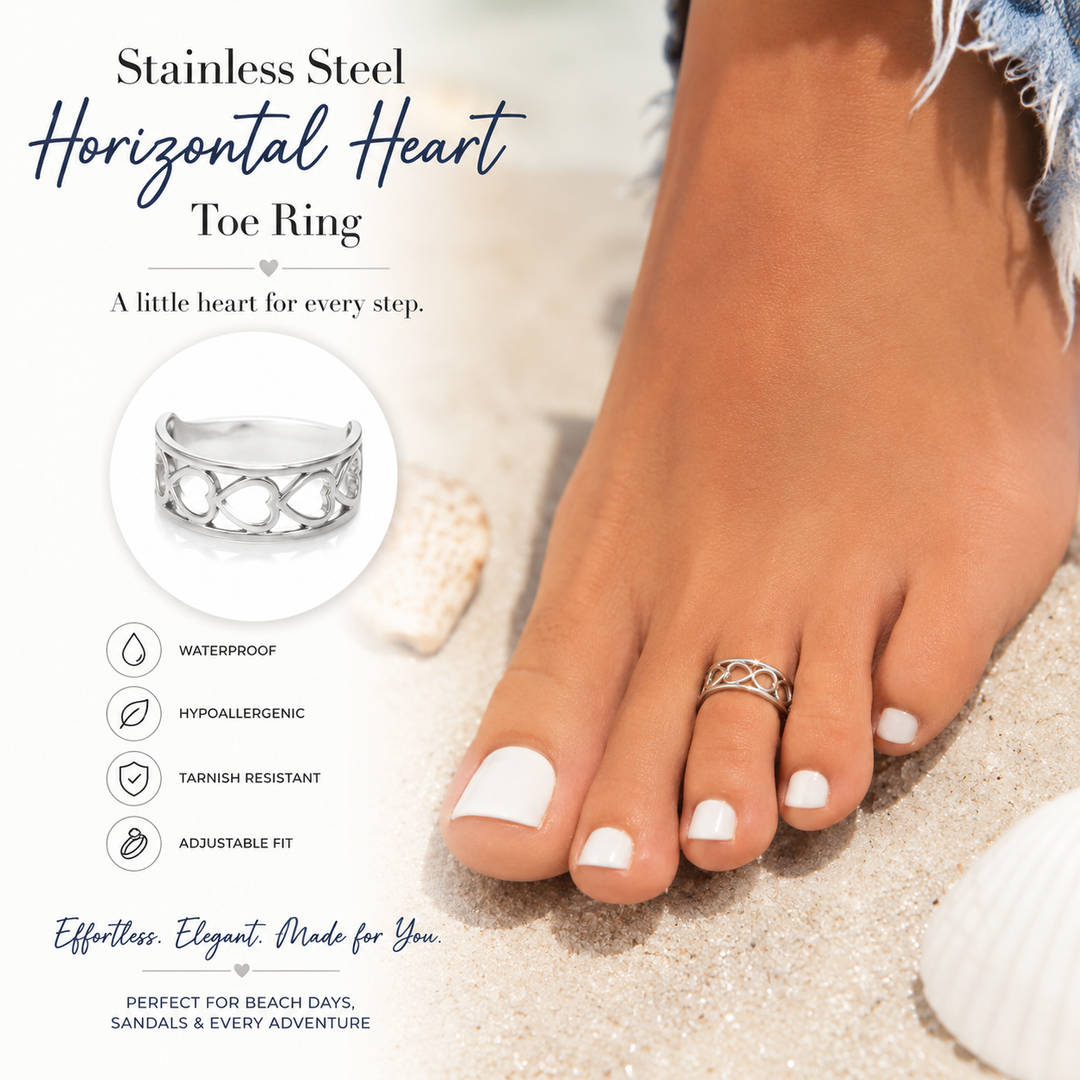 Stainless Steel Horizontal Heart Toe Ring