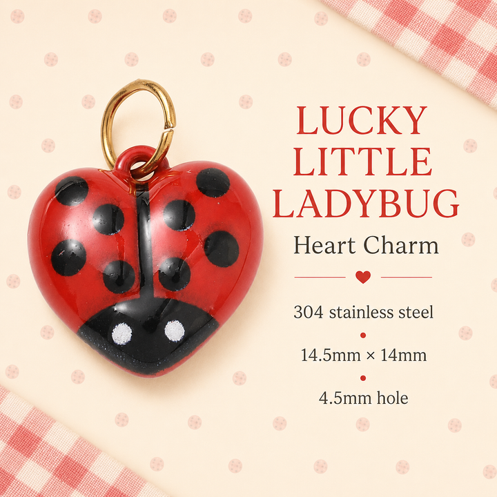 Lucky Little Ladybug Heart Charm