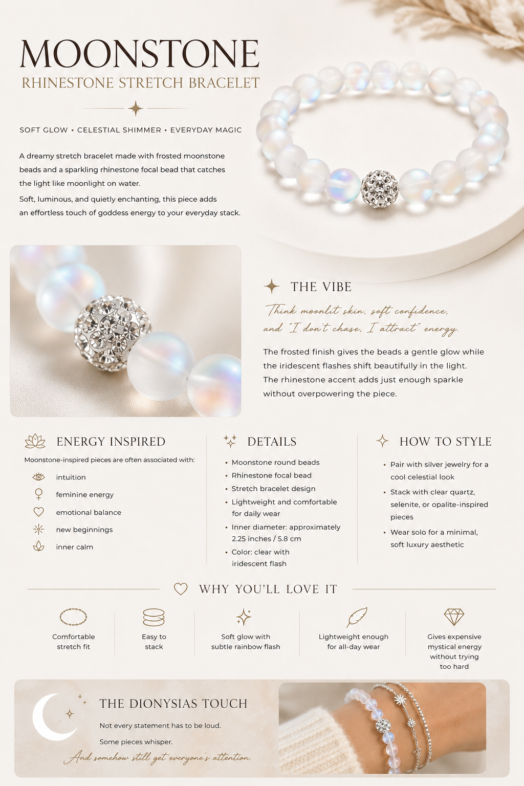 Moonstone Beaded Bracelet