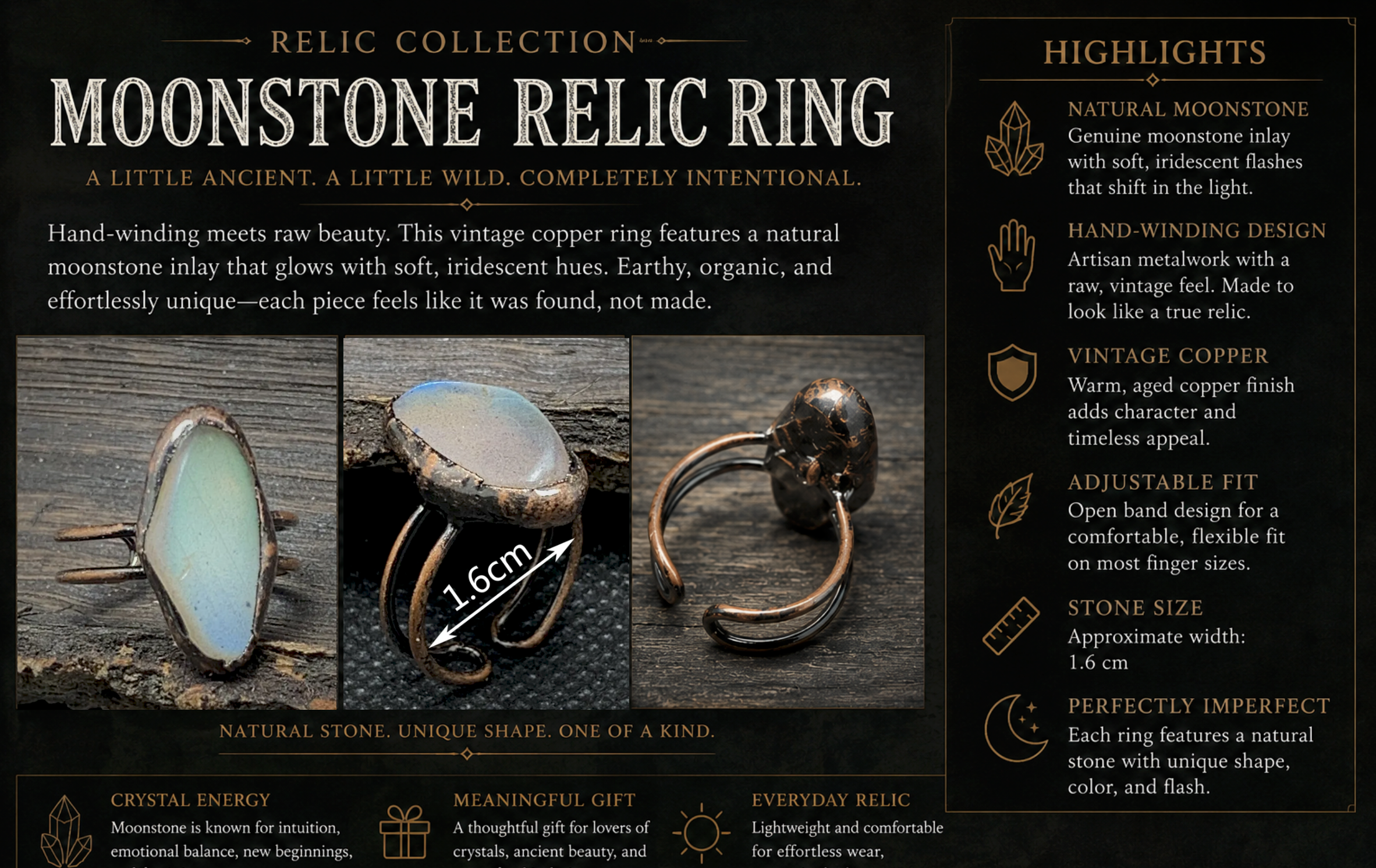 Moonstone Relic Ring – Dionysias