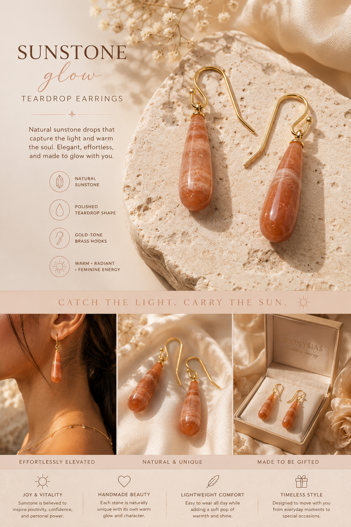 Sunstone Glow Teardrop Earrings